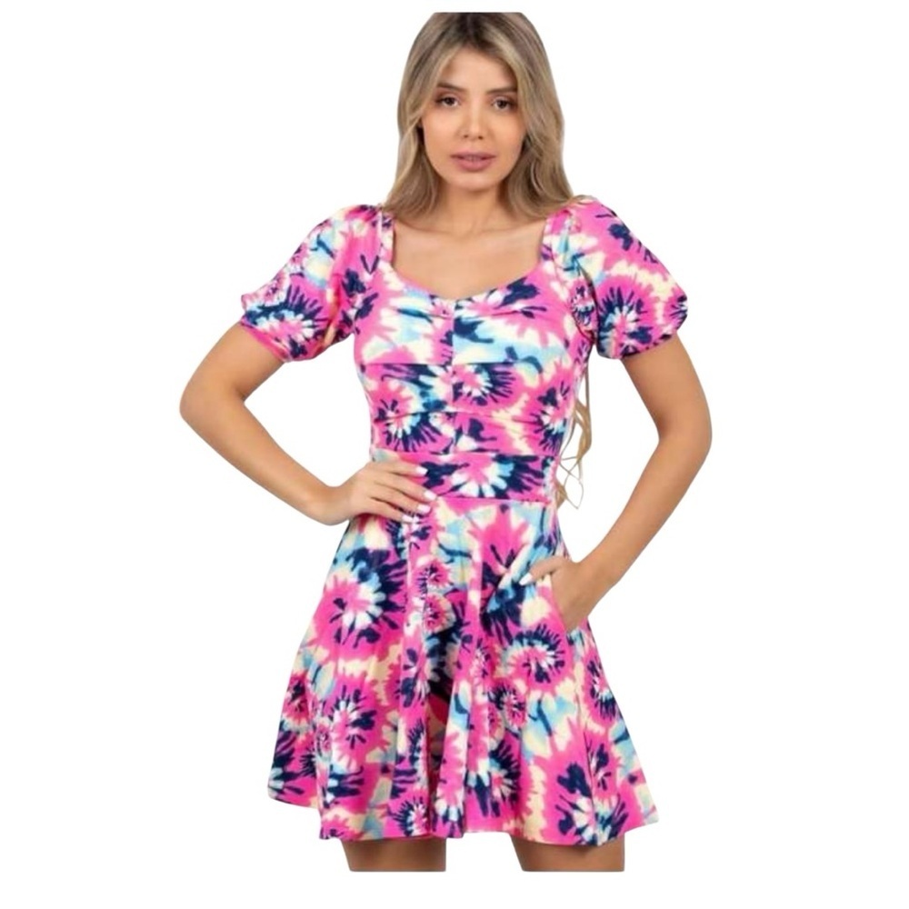 Miss & Misses Vibrant Pink Tie-Dye Dress Size XS NWT